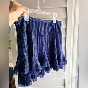 Banana Republic Navy Snakeprint Chiffon Flirt Pleat Tiered Mini Skirt